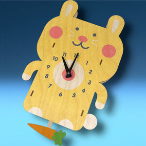 NEW Modern Moose Co. Balsa Wood Rabbit Pendulum Wall Clock Boxed PCPEN02 NWT
